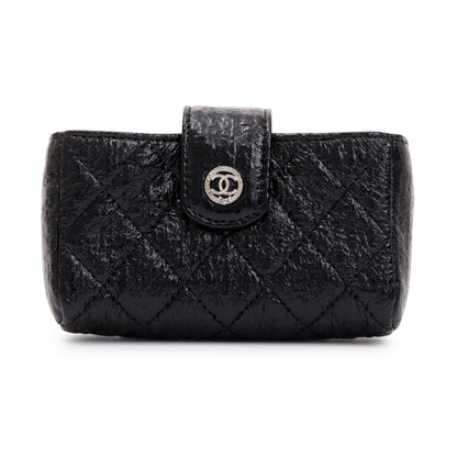 Chanel Quilted Crinkled Leather Phone Holder Clutch