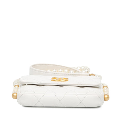 Chanel Quilted Lambskin About Pearls Card Holder On Chain (SHG-yBjq5O)