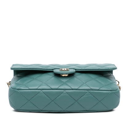 Chanel Quilted Lambskin Flap Phone Holder With Chain (SHG-LPbK3B)