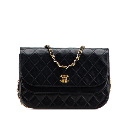 Chanel Quilted Lambskin Half Moon Double Flap