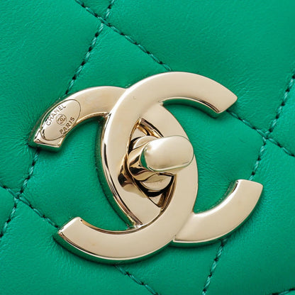 CHANEL QUILTED LAMBSKIN MEDIUM TOP-HANDLE TRENDY BAG