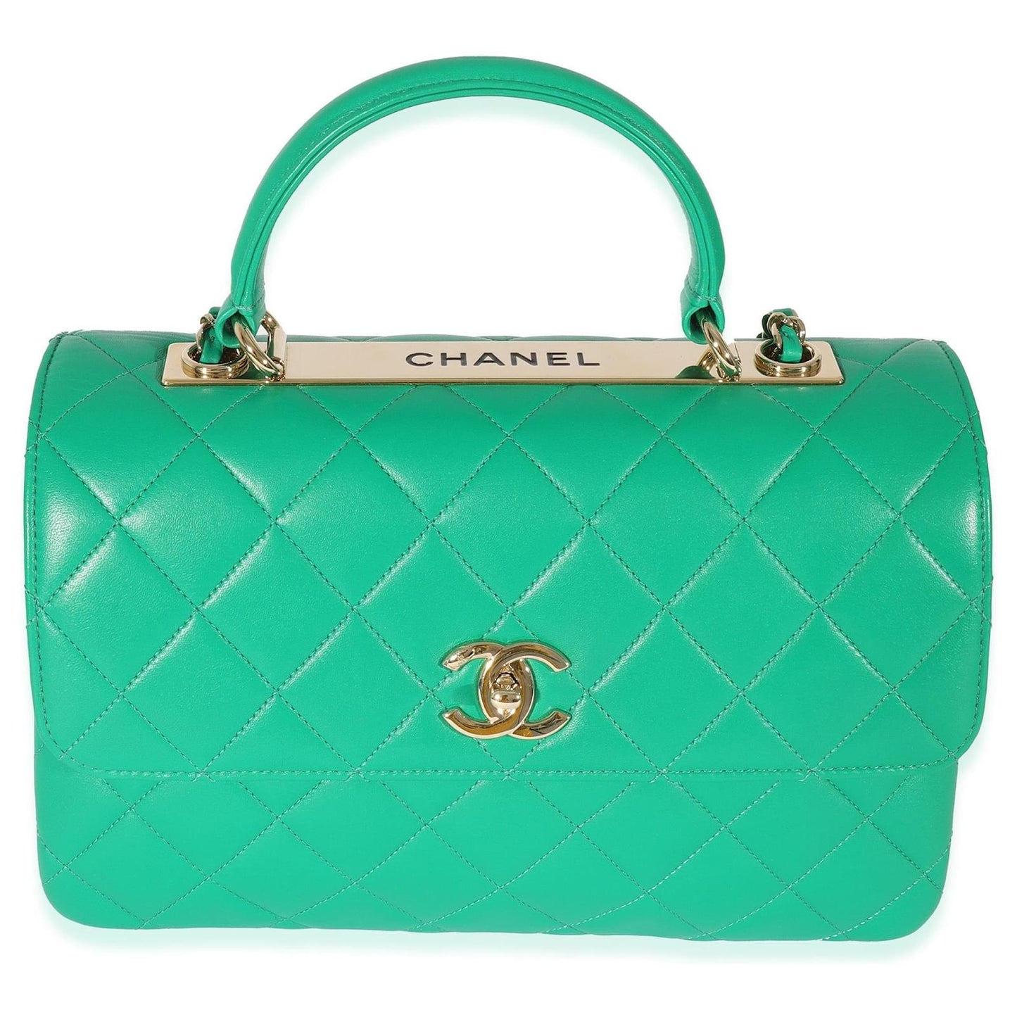 CHANEL QUILTED LAMBSKIN MEDIUM TOP-HANDLE TRENDY BAG