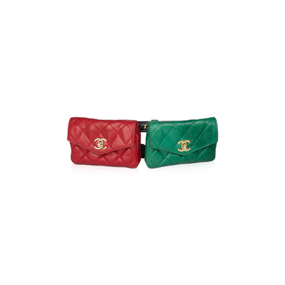Chanel Quilted Leather Double CC Flap Belt Bag