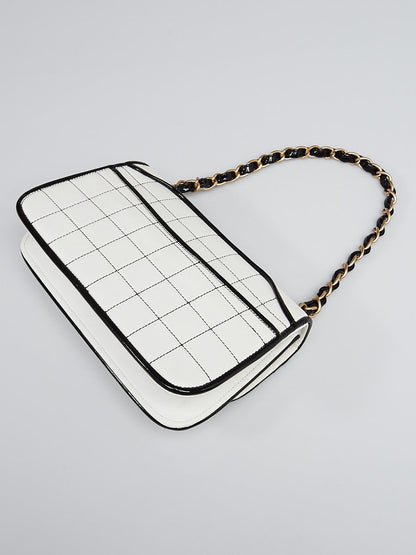 CHANEL White Square Quilted Leather Mademoiselle Small Flap Bag