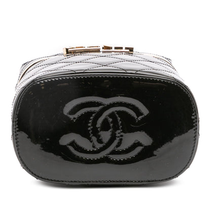 Chanel Quilted Patent Logo Chain Vanity Case