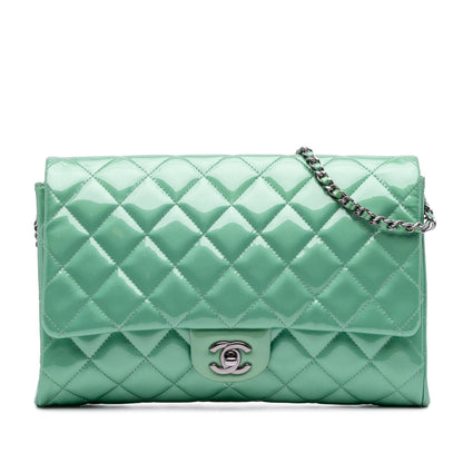Chanel Quilted Patent New Clutch on Chain