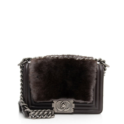 Chanel Rabbit Fur Small Boy Bag