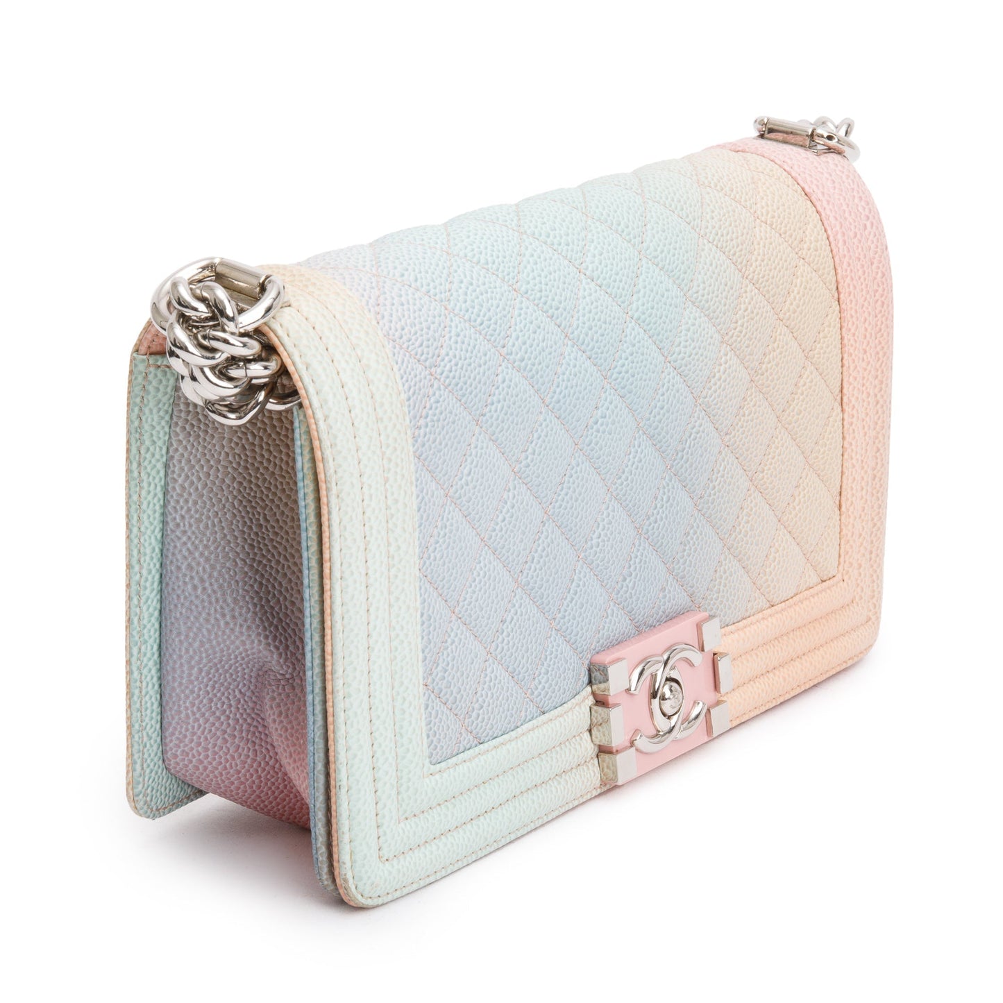Chanel Rainbow Quilted Caviar Leather Medium Boy Bag