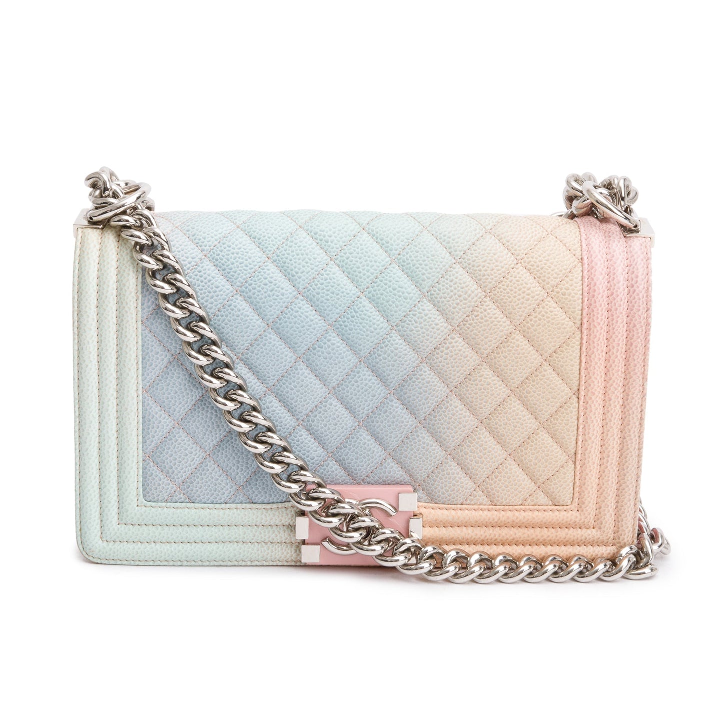 Chanel Rainbow Quilted Caviar Leather Medium Boy Bag