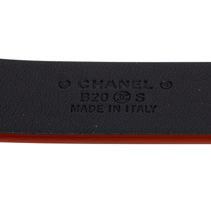 Chanel Red Calfskin Leather CC Pearl Belt 75 30