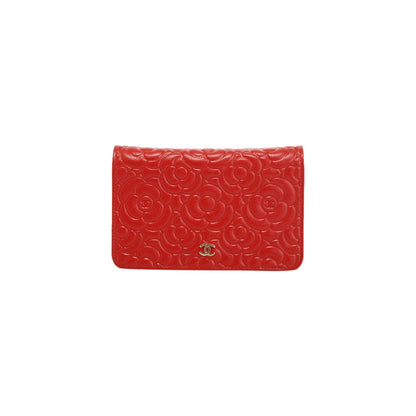 Chanel Red Caviar Camelia Wallet on Chain