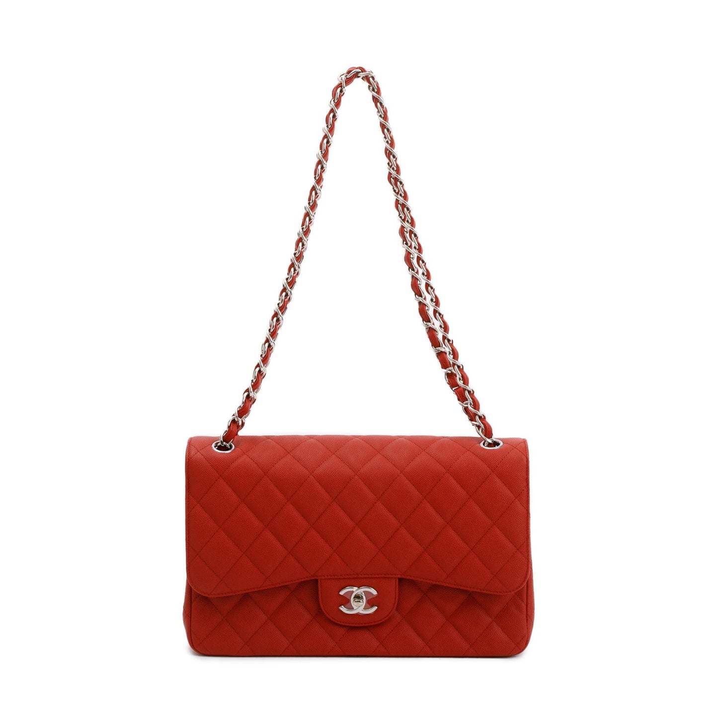 Chanel Red Caviar Classic Jumbo Double Flap Bag