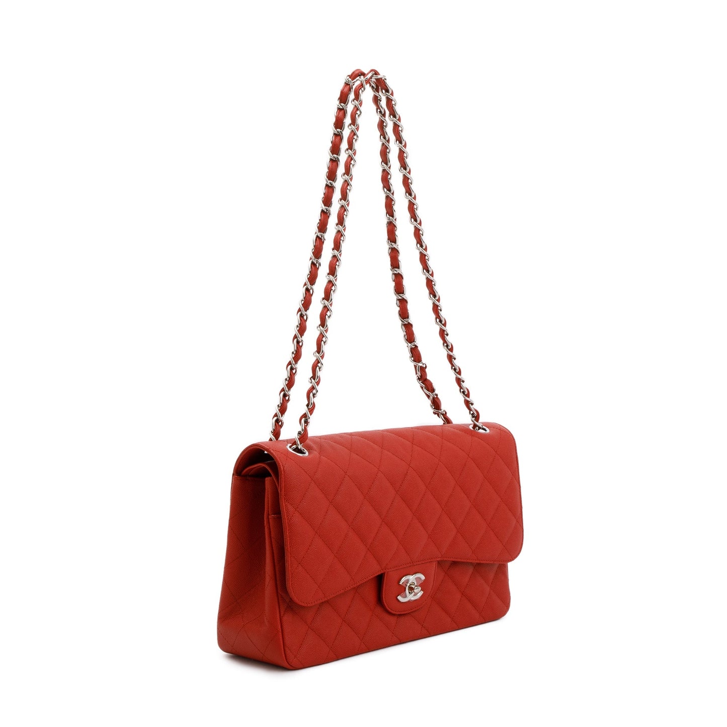 Chanel Red Caviar Classic Jumbo Double Flap Bag