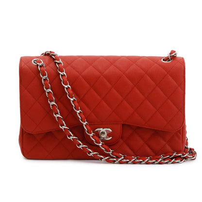 Chanel Red Caviar Classic Jumbo Double Flap Bag