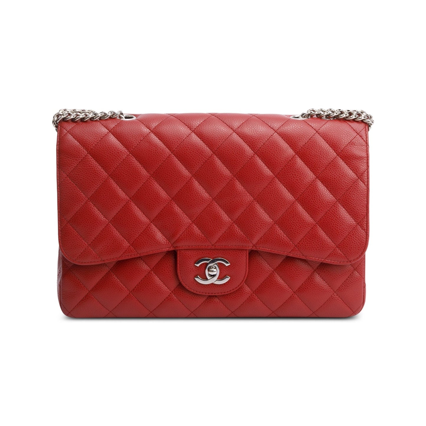 Chanel Red Caviar Classic Jumbo Single Flap Bag