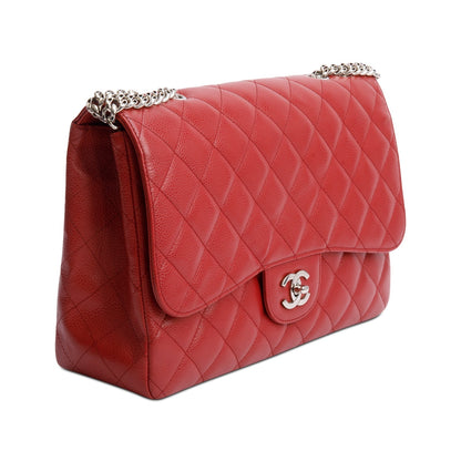 Chanel Red Caviar Classic Jumbo Single Flap Bag