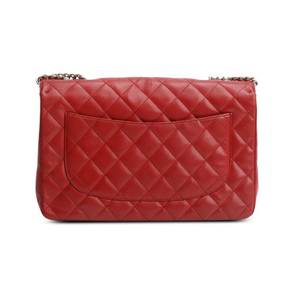 Chanel Red Caviar Classic Jumbo Single Flap Bag