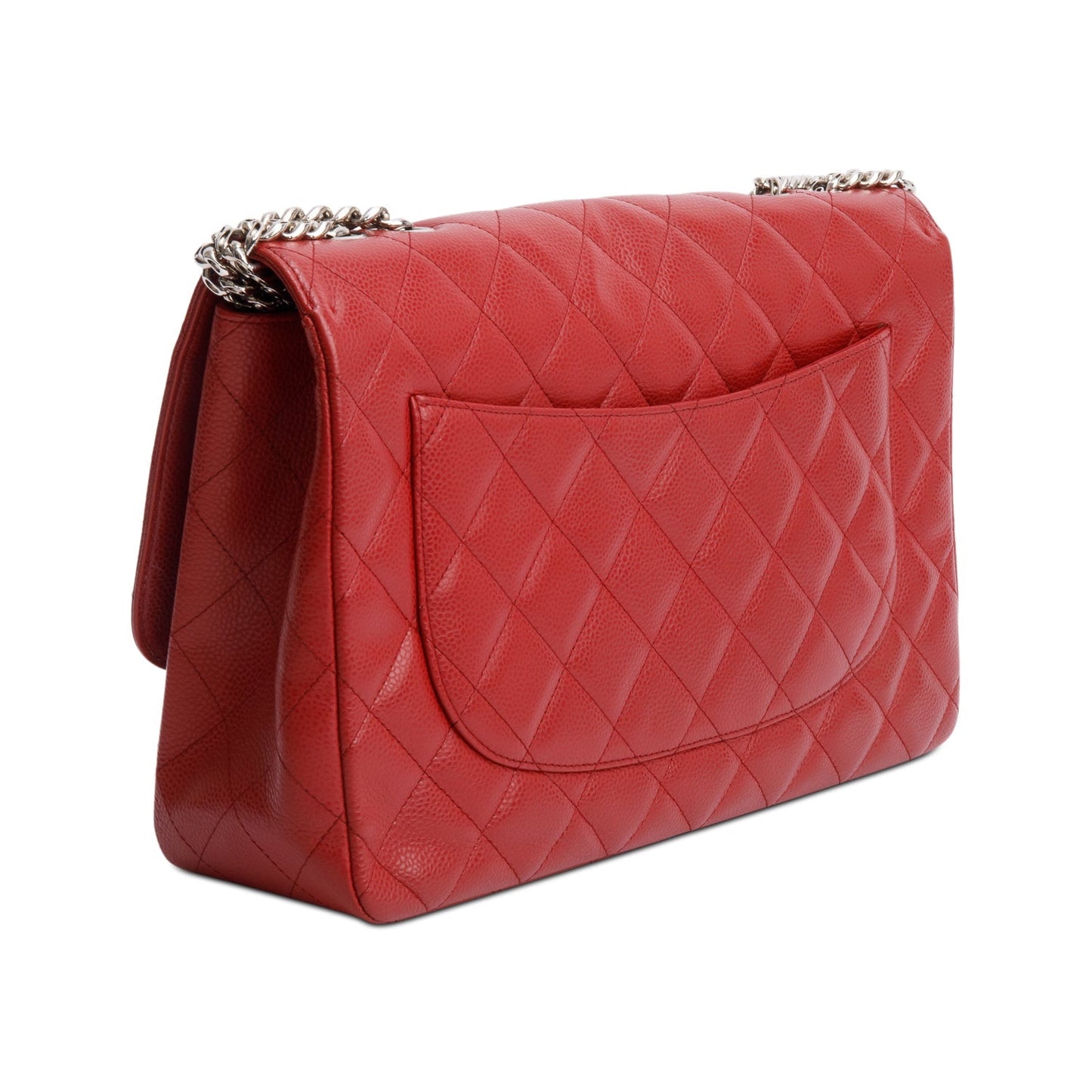 Chanel Red Caviar Classic Jumbo Single Flap Bag