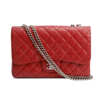 Chanel Red Caviar Classic Jumbo Single Flap Bag