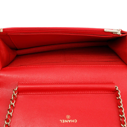 Chanel Red Caviar Classic Wallet on Chain