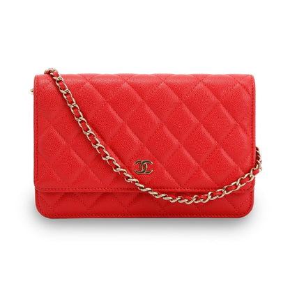 Chanel Red Caviar Classic Wallet on Chain
