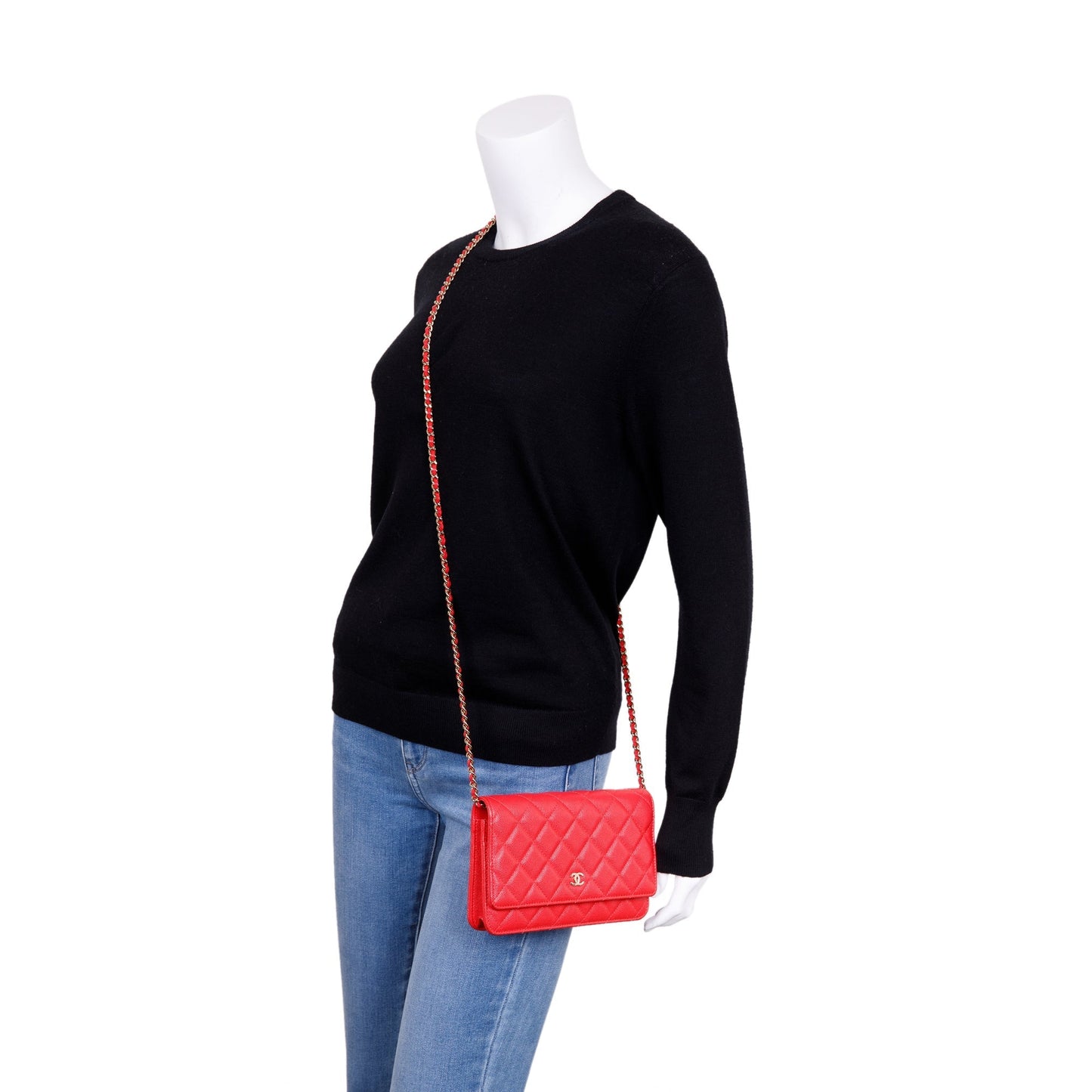 Chanel Red Caviar Classic Wallet on Chain