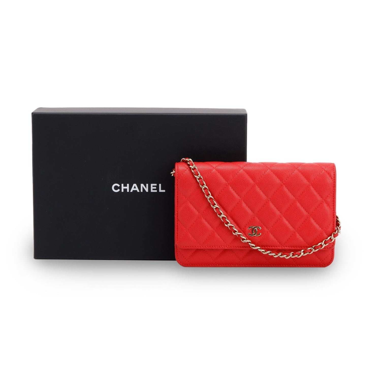 Chanel Red Caviar Classic Wallet on Chain