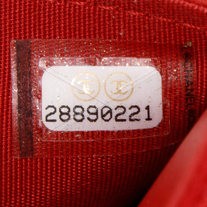 Chanel Red Caviar Leather Boy Wallet on Chain