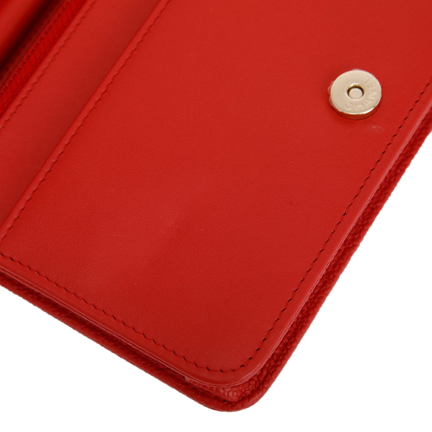 Chanel Red Caviar Leather Boy Wallet on Chain