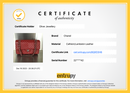 Chanel Red Chevron Calfskin Leather Classic Medium Double Flap Bag