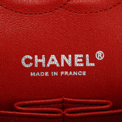 Chanel Red Chevron Calfskin Leather Classic Medium Double Flap Bag