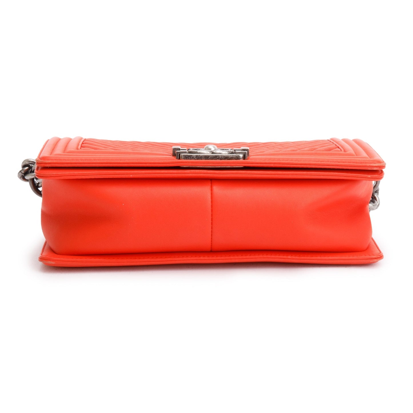 Chanel Red Chevron Calfskin Leather Medium Boy Bag