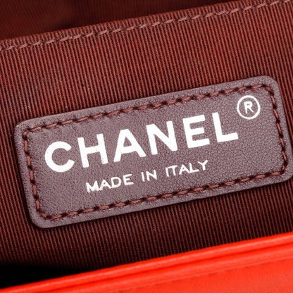 Chanel Red Chevron Calfskin Leather Medium Boy Bag