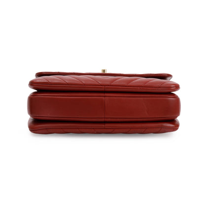 Chanel Red Chevron Lambskin Trendy CC Small Top Handle Flap Bag