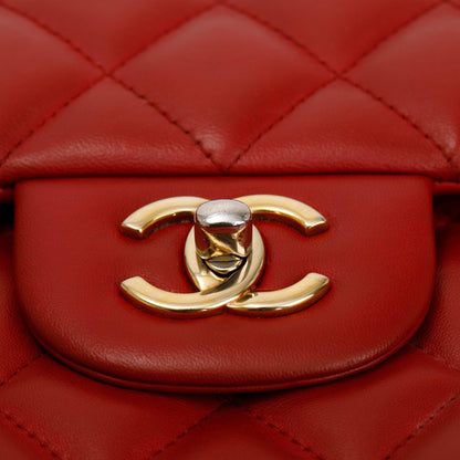 Chanel Red Lambskin Classic Jumbo Double Flap Bag