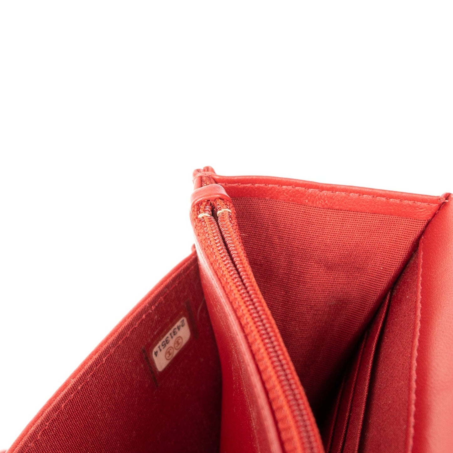 Chanel Red Lambskin Leather Boy Wallet on Chain