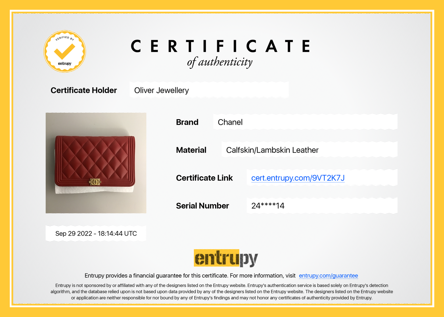 Chanel Red Lambskin Leather Boy Wallet on Chain