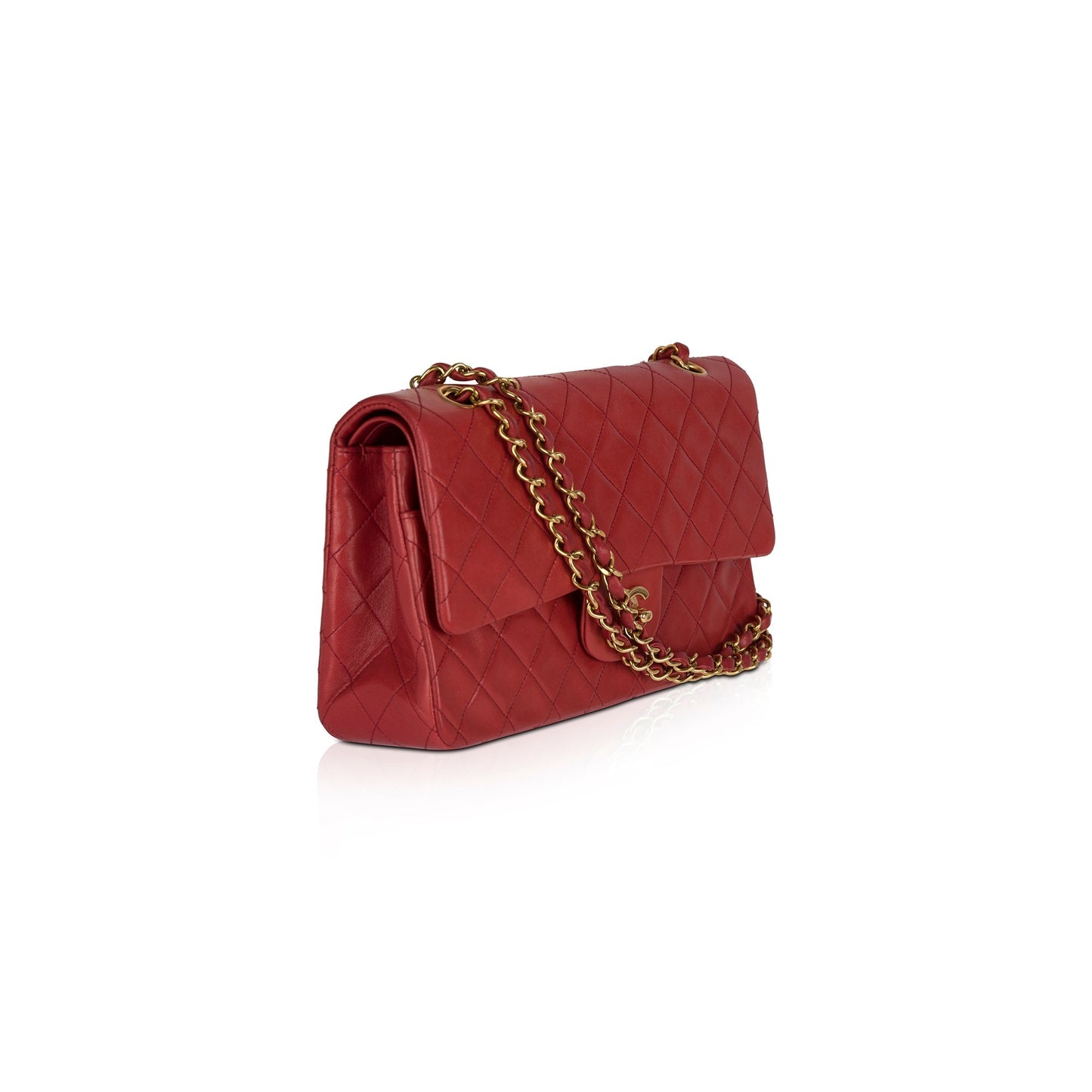 Chanel Red Lambskin Medium Classic Double Flap Bag
