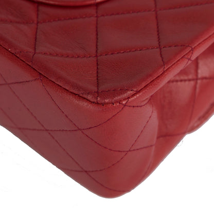 Chanel Red Lambskin Medium Classic Double Flap Bag
