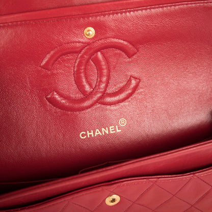 Chanel Red Lambskin Medium Classic Double Flap Bag
