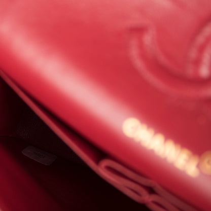 Chanel Red Lambskin Medium Classic Double Flap Bag