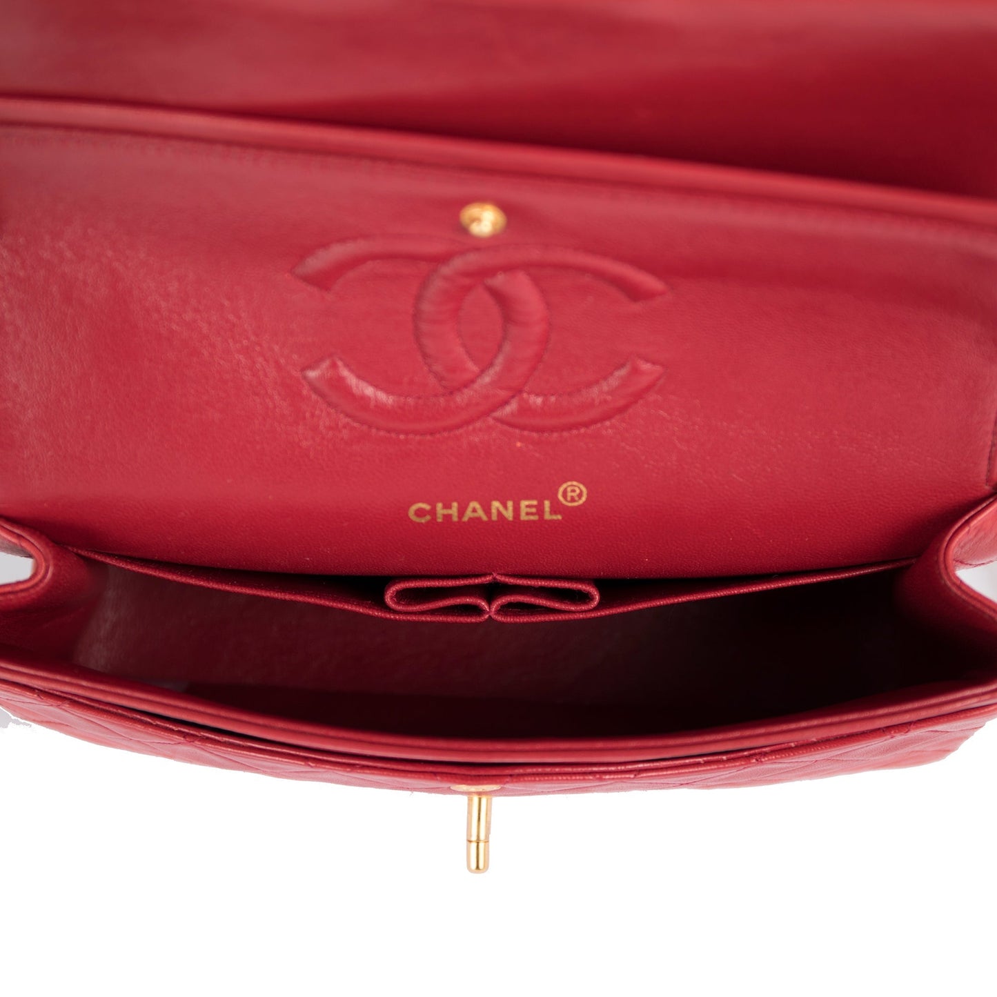 Chanel Red Lambskin Medium Classic Double Flap Bag