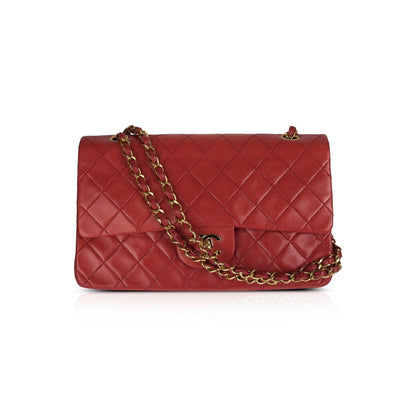 Chanel Red Lambskin Medium Classic Double Flap Bag