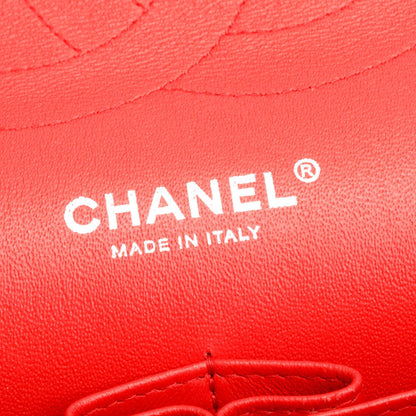 Chanel Red Quilted Caviar Leather Chevron Jumbo Double Flap Bag