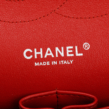 Chanel Red Quilted Caviar Leather Chevron Jumbo Double Flap Bag