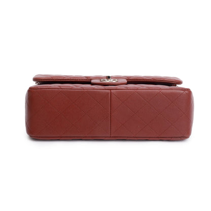 Chanel Red Quilted Caviar Leather Classic Jumbo Double Flap Bag