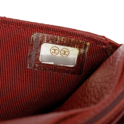 Chanel Red Quilted Caviar Leather Classic Wallet on Chain