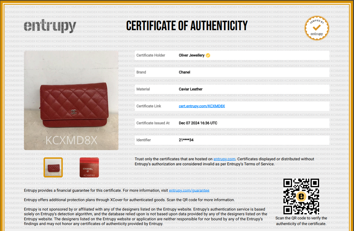 Chanel Red Quilted Caviar Leather Classic Wallet on Chain