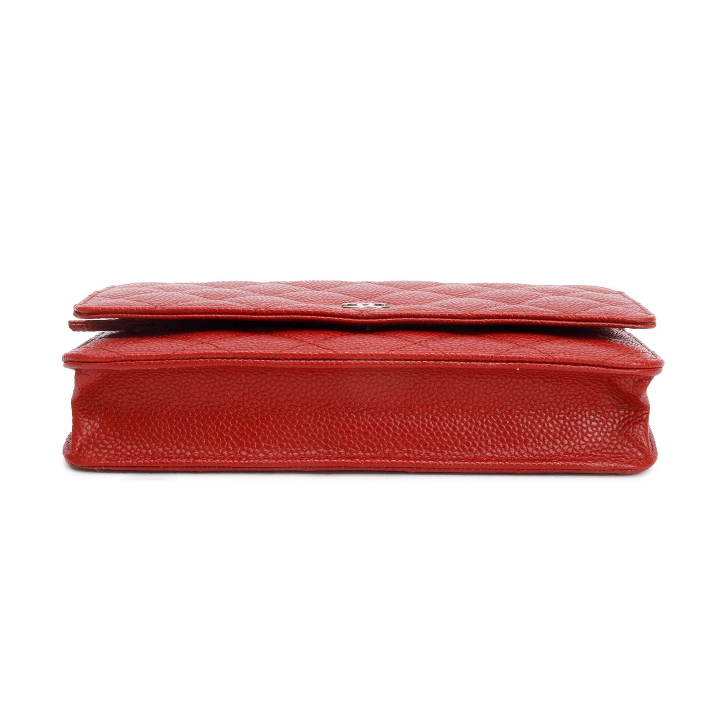 Chanel Red Quilted Caviar Leather Classic Wallet on Chain