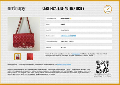 Chanel Red Quilted Caviar Leather Jumbo Double Flap Bag